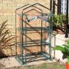 Sunnydaze Outdoor Portable 3-Tier Mini Greenhouse with Roll-up Zippered Door and Steel Wire Shelves – Clear