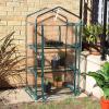 Sunnydaze Outdoor Portable 3-Tier Mini Greenhouse with Roll-up Zippered Door and Steel Wire Shelves – Clear