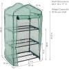 Sunnydaze Outdoor Portable 3-Tier Mini Greenhouse with Roll-up Zippered Door and Steel Wire Shelves – Green