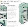 Sunnydaze Outdoor Portable 3-Tier Mini Greenhouse with Roll-up Zippered Door and Steel Wire Shelves – Green