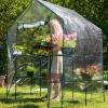 Sunnydaze Portable Outdoor Grandeur Walk-in Greenhouse with 4 Steel Wire Shelves and Roll-Up Door – Clear