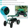 Sunnydaze Rolling Garden Cart with Seat – Garden Stool with Wheels and Adjustable 360-Degree Swivel Seat – Utility Tool Tray and Storage Basket – Green