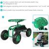 Sunnydaze Rolling Garden Cart with Swivel Seat and Storage – Rolling Garden Seat with Wheels – Gardening Stool with Wheels – Green
