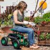 Sunnydaze Rolling Garden Cart with Swivel Seat and Storage – Rolling Garden Seat with Wheels – Gardening Stool with Wheels – Green