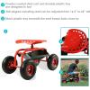 Sunnydaze Rolling Garden Cart with Swivel Seat and Storage – Rolling Garden Seat with Wheels – Gardening Stool with Wheels – Red(Red)