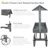 Sunnydaze Rustic Flower Cart Display Stand with Wheels – Vintage Wooden Candy Cart for a Wedding, Party, or Event – Gray