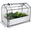 Sunnydaze Steel Raised Garden Bed with Mini Greenhouse – Outdoor Greenhouse Kit – 2 Zippered Doors – 2′ x 2′ – Green(Clear)