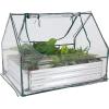 Sunnydaze Steel Raised Garden Bed with Mini Greenhouse – Outdoor Greenhouse Kit – 2 Zippered Doors – 2′ x 2′ – Green(Clear)