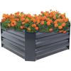 Sunnydaze 11.75″ H Raised Metal Garden Bed – Galvanized Raised Garden Bed Outdoor for Vegetables and Flowers – Dark Gray – Square(Dark Gray)