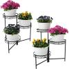 Sunnydaze 22″ 3-Tiered Metal Plant Stand for Indoor or Outdoor Flowerpot Holder – Set of 2 – Black