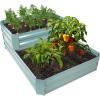 Sunnydaze 2-Tier Galvanized Steel Raised Garden Bed – for Flowers, Plants, and Vegetables – 94.5-Gal Soil Capacity – Silver(Green)