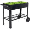Sunnydaze 43-Inch Galvanized Steel Raised Garden Bed with Legs – Outdoor Elevated Planter Box with Wheels for Vegetables – Black(Black)