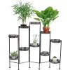 Sunnydaze 46-Inch 10-Tier Steel Indoor and Outdoor Folding Plant Stand – Bronze Finish