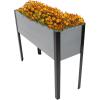 Sunnydaze Acacia Wood Raised Garden Bed with Legs – 31-Inch H – Powder-Coated Steel Frame – Removable Planter Bag – Brown(Gray)