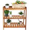 Sunnydaze Outdoor Meranti Wood 3-Tiered Garden Shelf with Teak Oil Finish