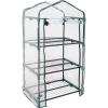 Sunnydaze Outdoor Portable 3-Tier Mini Greenhouse with Roll-up Zippered Door and Steel Wire Shelves – Clear