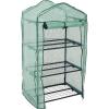 Sunnydaze Outdoor Portable 3-Tier Mini Greenhouse with Roll-up Zippered Door and Steel Wire Shelves – Green