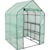 Sunnydaze Portable Outdoor Grandeur Walk-in Greenhouse with 4 Steel Wire Shelves and Roll-Up Door – Green