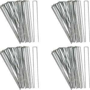 Sunnydaze 100-Pack Galvanized Garden Stakes – Landscape Garden Staples for Securing Weed Barrier Fabric – 12 Inch(4)