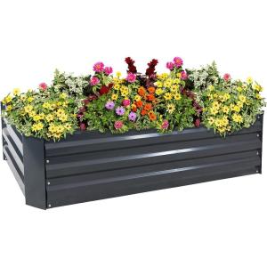 Sunnydaze 11.75″ H Raised Metal Garden Bed – Galvanized Raised Garden Bed Outdoor for Vegetables and Flowers – Dark Gray – 4′ x 2′ Rectangle