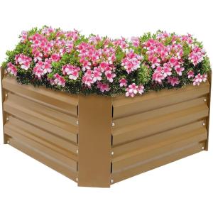 Sunnydaze 11.75″ H Raised Metal Garden Bed – Galvanized Raised Garden Bed Outdoor for Vegetables and Flowers – Dark Gray – Square(Brown)