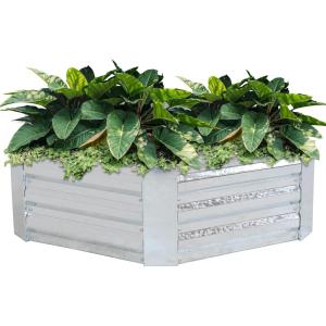 Sunnydaze 11.75″ H Raised Metal Garden Bed – Galvanized Raised Garden Bed Outdoor for Vegetables and Flowers – Silver – Hexagon