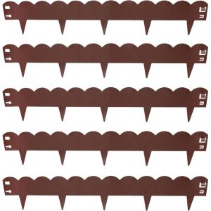 Sunnydaze 16′ Metal Landscape Edging Border – 5-Pack of 4 2 x 7 Steel Garden Edging for Landscaping – Brown – Straight(Brown)