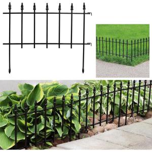 Sunnydaze 20-Panel Roman Iron Decorative Garden Fence Border – 36ft L x 18in H No Dig Metal Garden Fencing for Animal Barrier, Flower Bed, Yard – Black(Black)