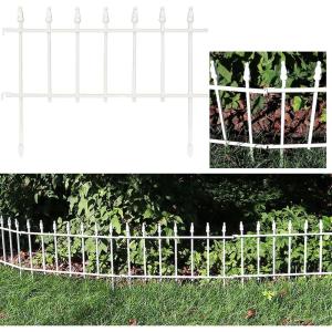 Sunnydaze 20-Panel Roman Iron Decorative Garden Fence Border – 36ft L x 18in H No Dig Metal Garden Fencing for Animal Barrier, Flower Bed, Yard – Black(White)