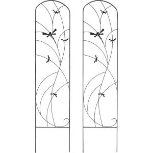 Sunnydaze 32-Inch Traditional Decorative Outdoor Trellis – Metal Wire Garden Trellis for Climbing Plants and Flowers – Set of 2(Dragonfly Delight – 56″)