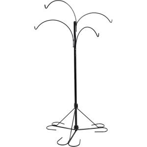 Sunnydaze 4-Arm Hanging Basket Plant Stand with Adjustable Arms – Black – 84″