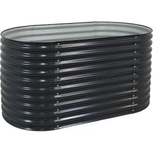 Sunnydaze 79-Inch Oval Raised Garden Bed – Stackable Steel Vegetable Flower Bed Planter Kit with Rubber Edge Trim – Brown(Dark Gray)