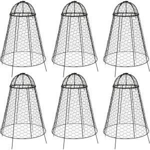 Sunnydaze Chicken Wire Plant Protector Cage – Garden Cloche with Removable Cover – 6 Pack – Protects from Rabbits and Animals