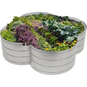 Sunnydaze Galvanized Raised Garden Bed – Metal Raised Bed for Gardening – Outdoor Planter Box for Flowers, Plants, and Vegetables – Blue – 12″ L-Shaped(Silver)