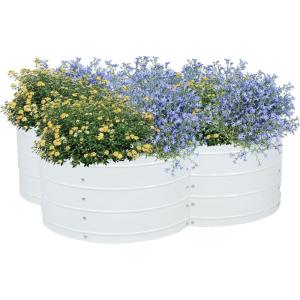 Sunnydaze Galvanized Raised Garden Bed – Metal Raised Bed for Gardening – Outdoor Planter Box for Flowers, Plants, and Vegetables – Ivory White – 12” H Clover