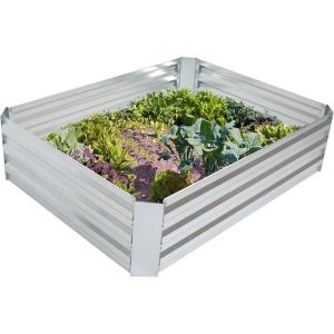 Sunnydaze Galvanized Raised Garden Bed – Metal Raised Bed for Gardening – Outdoor Planter Box for Flowers, Plants, and Vegetables – Silver – 48″ W x 36″ D x 12″ H Rectangle
