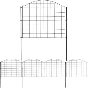 Sunnydaze Modern Leaves and Vines 10-Foot 5-Piece Steel Decorative Garden Fence Panels – 26″ W x 32″ H Per Panel – Black(Arched Grid – 12.5′)