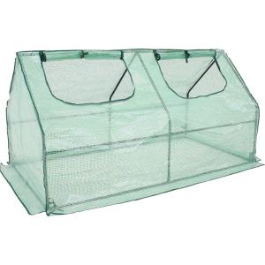 Sunnydaze Outdoor Portable Mini Cloche Greenhouse with 2 Zipper Doors – Green