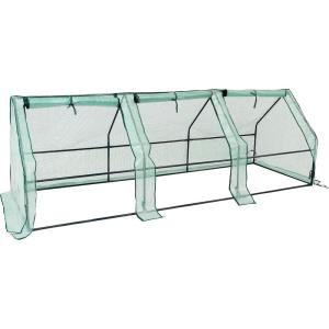 Sunnydaze Outdoor Portable Mini Cloche Greenhouse with 3 Zipper Doors – Green