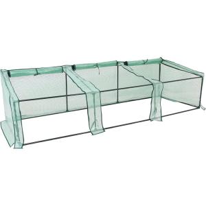 Sunnydaze Outdoor Portable Mini Cloche Greenhouse with 3 Zipper Doors and Slanted Top – Green