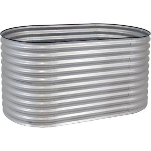 Sunnydaze Stackable Galvalume Steel Raised Garden Bed – 62.5″ Oval Silver