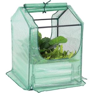 Sunnydaze Steel Raised Garden Bed with Mini Greenhouse – Outdoor Greenhouse Kit – 2 Zippered Doors – 2′ x 2′ – Green(Green)
