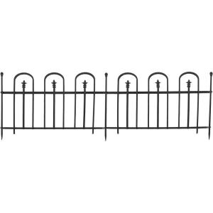 Sunnydaze Strasbourg 6′ Set of 2 Steel Decorative Garden Fence Panels – 37.5″ W x 30.5″ H Per Panel – Black