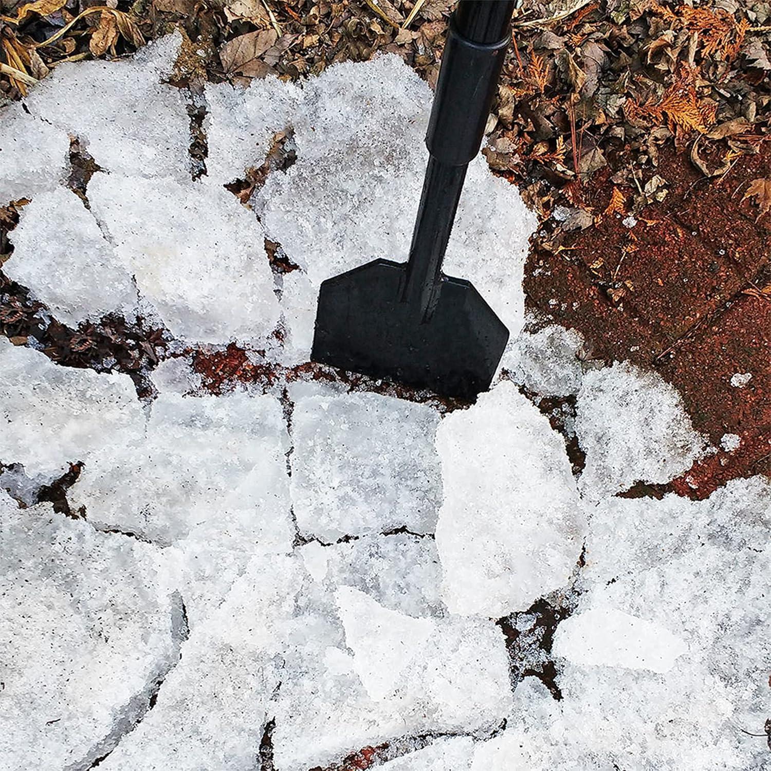 imageHeavyDuty Long Handle Ice Scraper ampamp Chopper Steel Flat Head Shovel Floor Scraper for Gardens Driveways ampamp Sidewalks