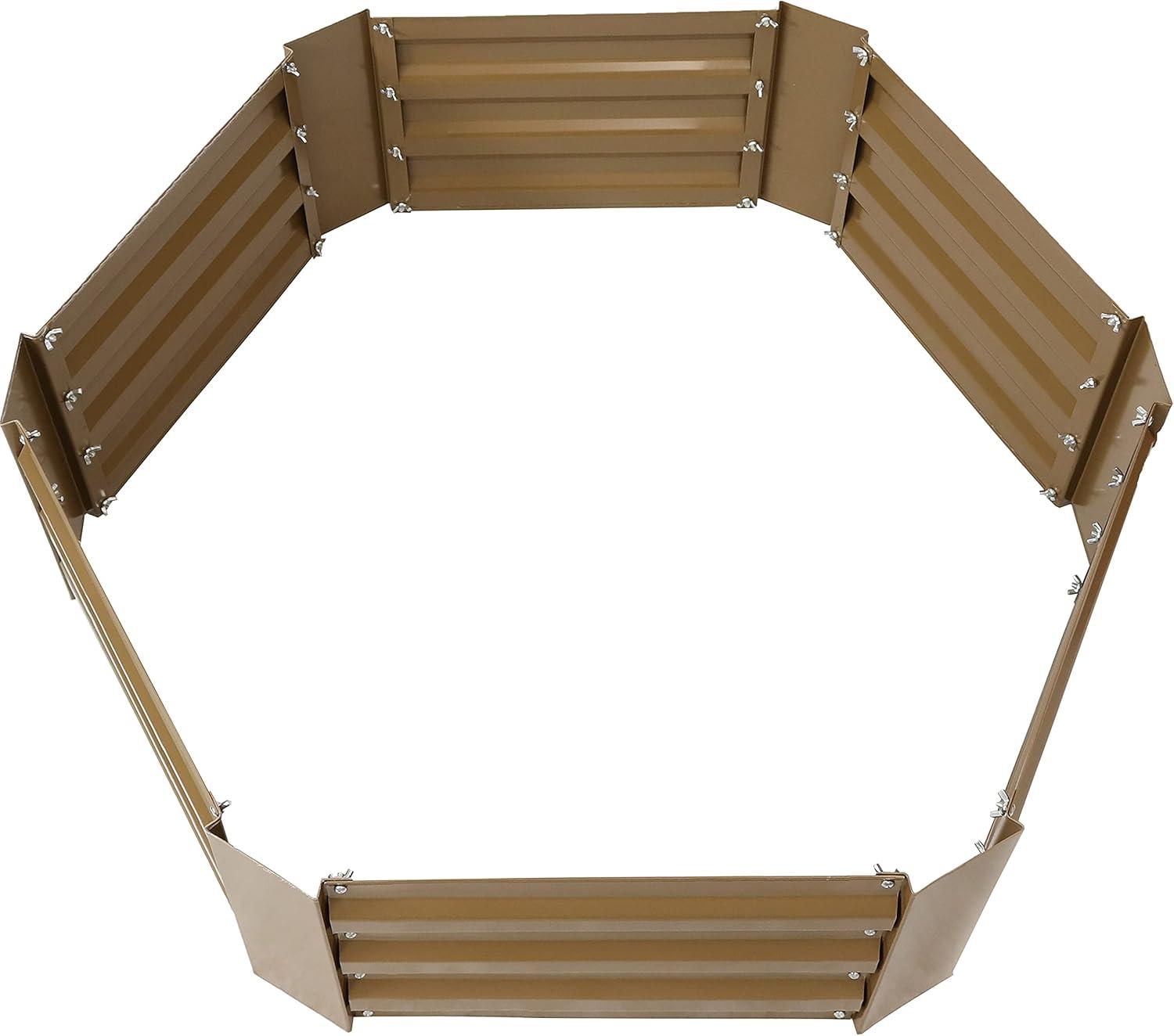 imageSunnydaze 1175quot H Raised Metal Garden Bed Galvanized Raised Garden Bed Outdoor for Vegetables and Flowers Brown Hexagon
