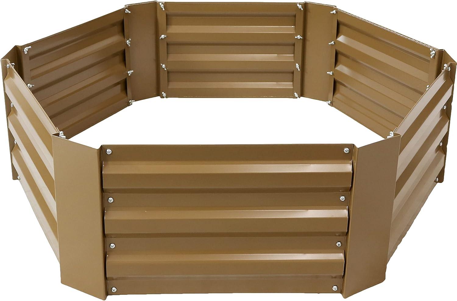 imageSunnydaze 1175quot H Raised Metal Garden Bed Galvanized Raised Garden Bed Outdoor for Vegetables and Flowers Brown Hexagon