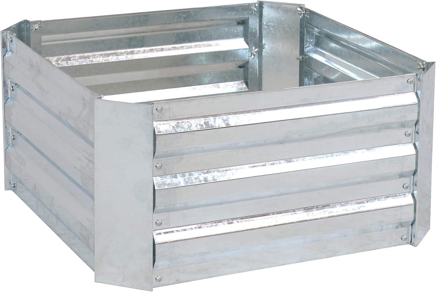 imageSunnydaze 1175quot H Raised Metal Garden Bed Galvanized Raised Garden Bed Outdoor for Vegetables and Flowers Silver Square