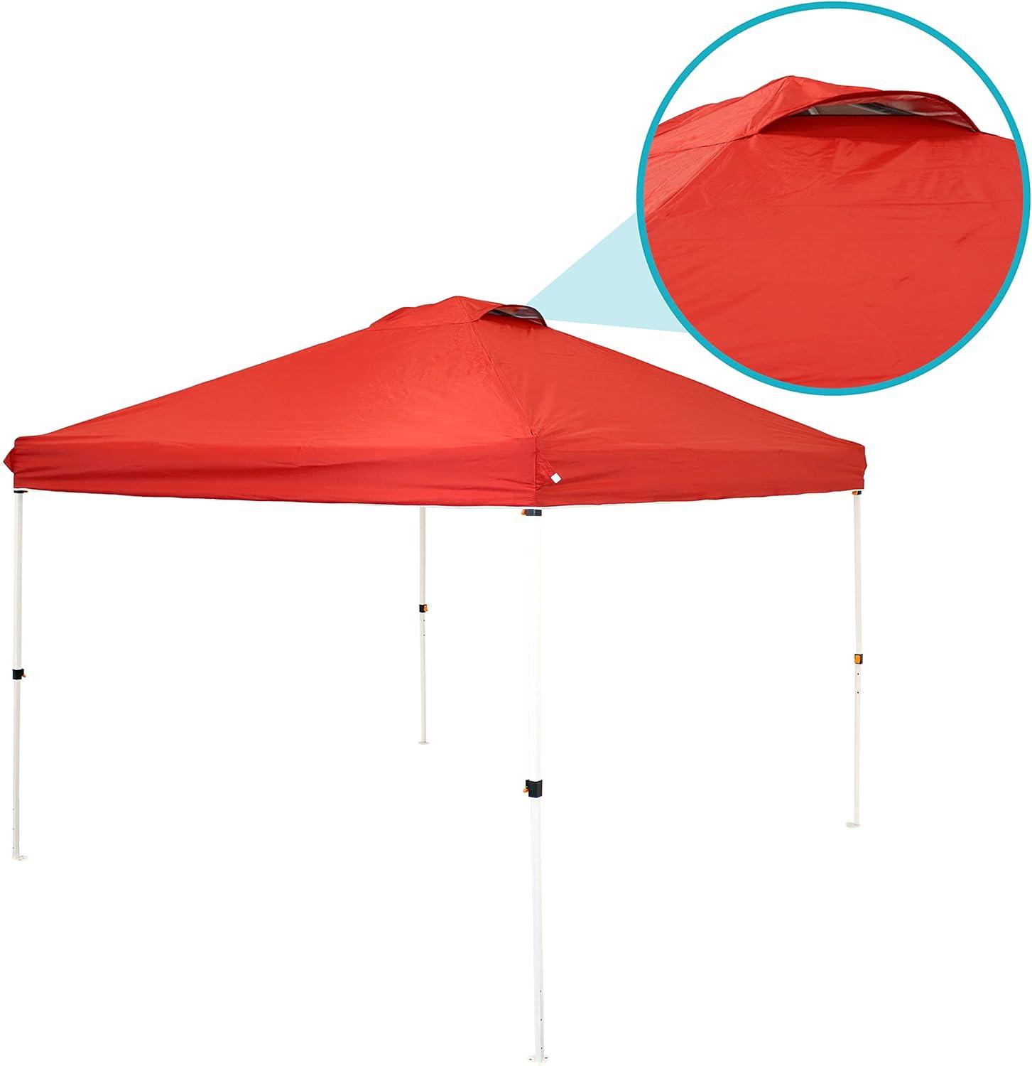 imageSunnydaze 12 x 12Foot Premium PopUp Canopy with Rolling Carry Bag Straight Leg Folding Outdoor Shade Shelter RedRed