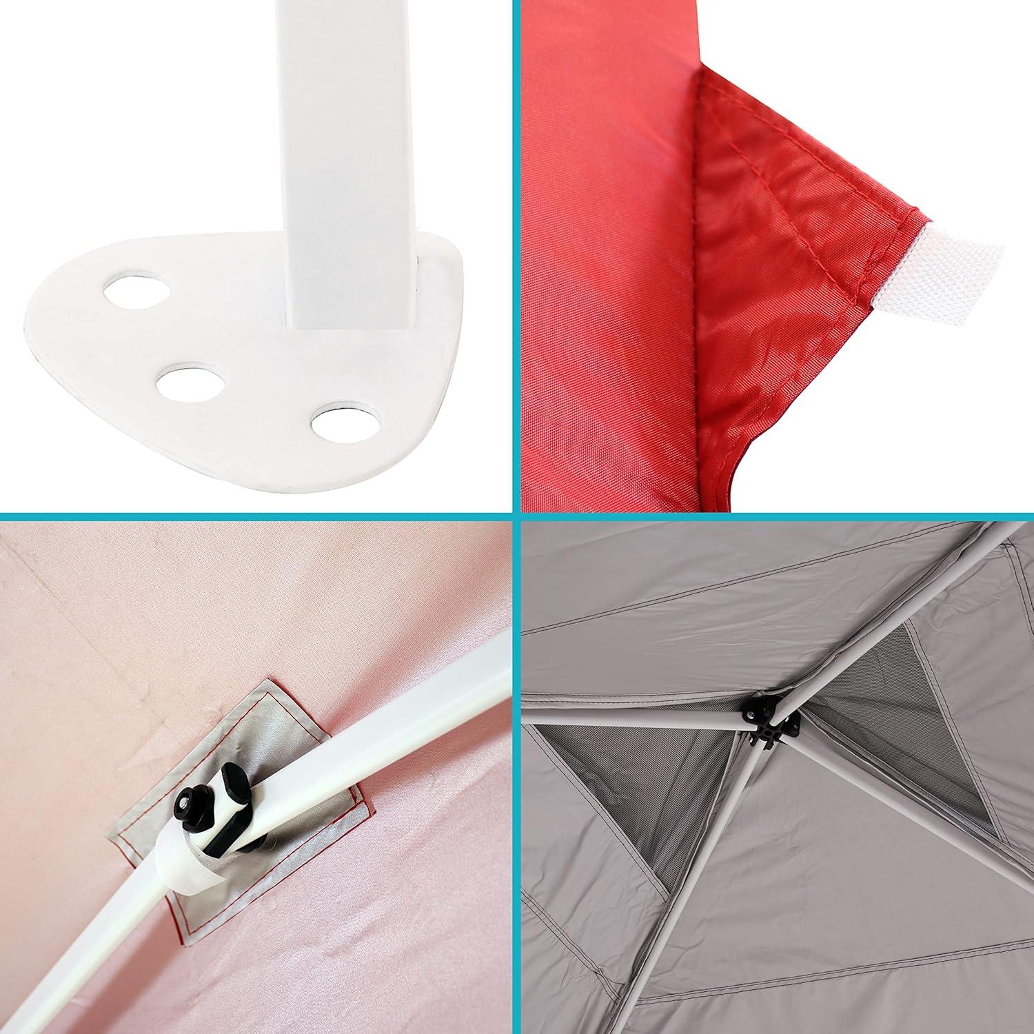 imageSunnydaze 12 x 12Foot Premium PopUp Canopy with Rolling Carry Bag Straight Leg Folding Outdoor Shade Shelter RedRed