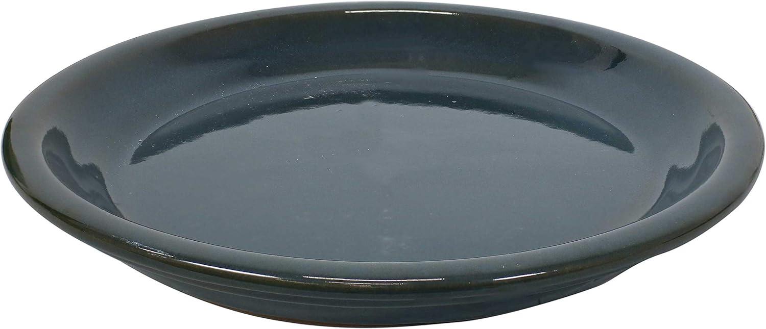 imageSunnydaze 12Inch Ceramic Plant Saucers Plant Drip Trays for Outdoor Planter Flower Pot Drainage Set of 2 Imperial BlueForest Lake Green
